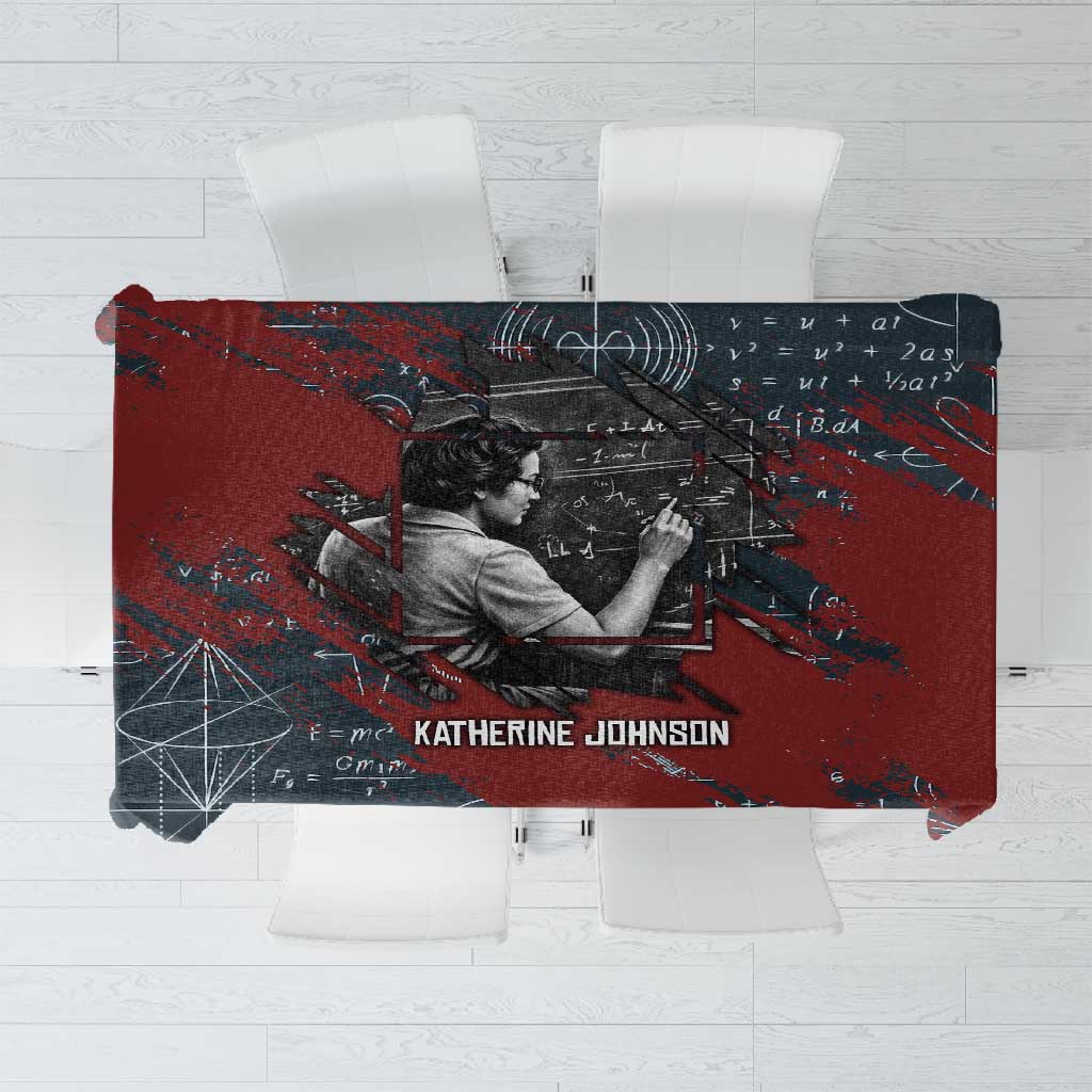 Katherine Johnson Tablecloth with Chalkboard Math Scene, Verify the Numbers Quote and Space Orbit - Wonder Print Shop