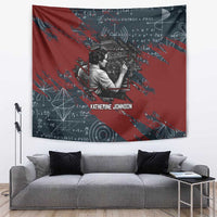 Katherine Johnson Tapestry with Chalkboard Math Scene, Verify the Numbers Quote and Space Orbit - Wonder Print Shop