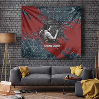 Katherine Johnson Tapestry with Chalkboard Math Scene, Verify the Numbers Quote and Space Orbit - Wonder Print Shop