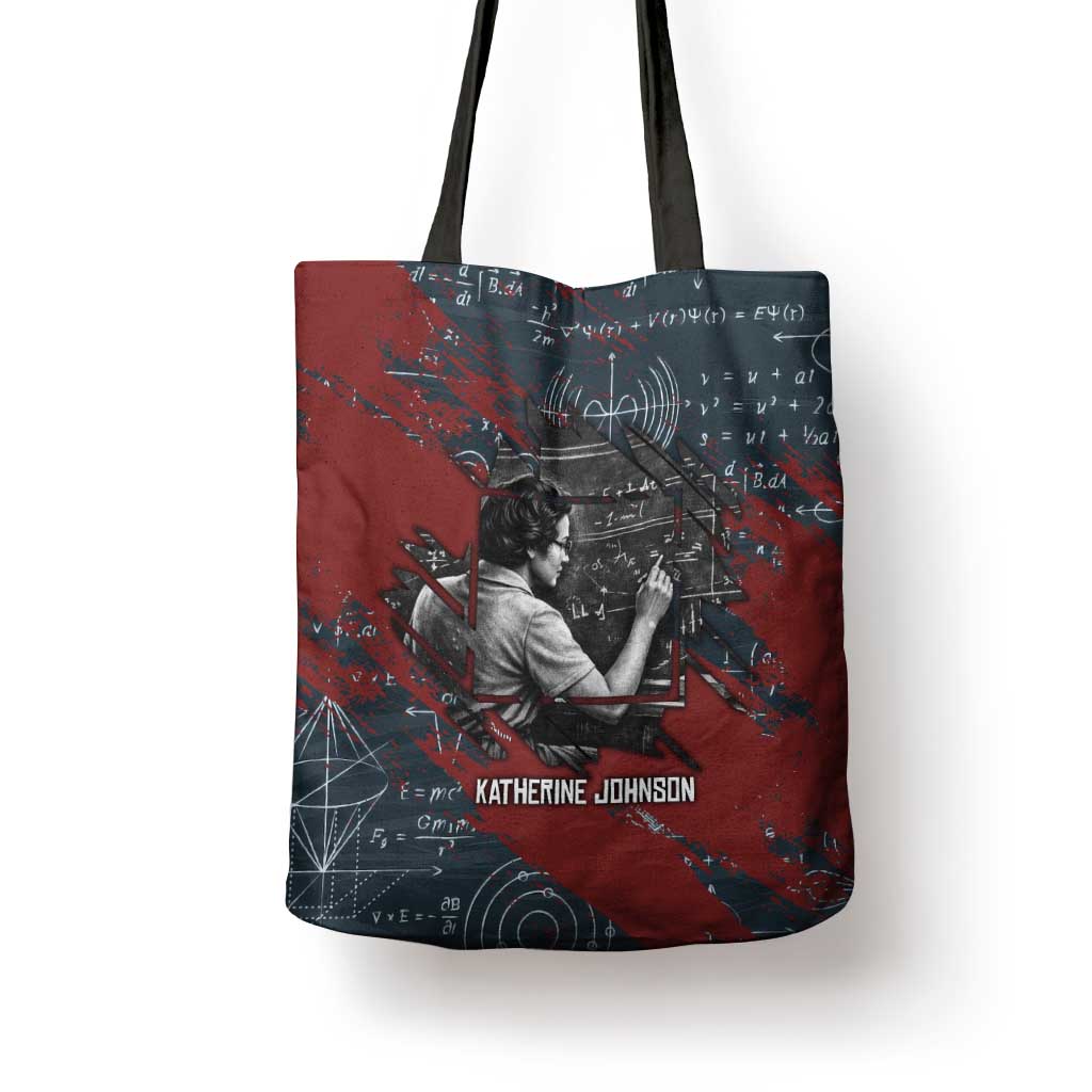 Katherine Johnson Tote Bag with Chalkboard Math Scene, Verify the Numbers Quote and Space Orbit - Wonder Print Shop