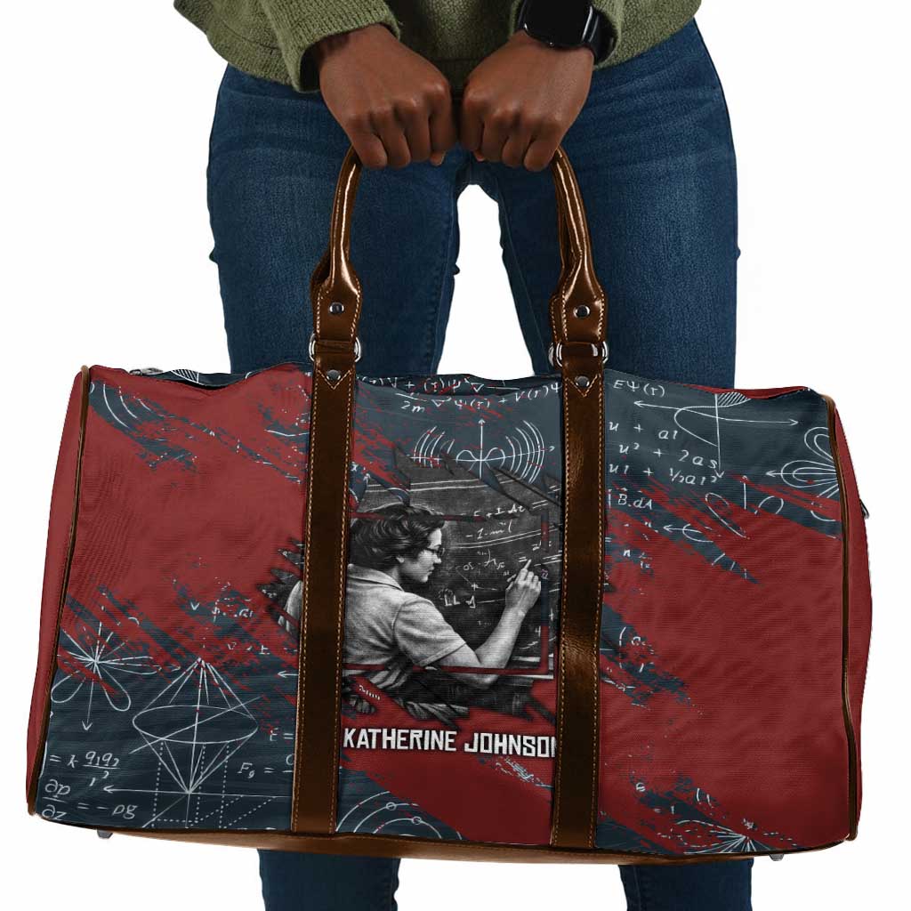 Katherine Johnson Travel Bag with Chalkboard Math Scene, Verify the Numbers Quote and Space Orbit - Wonder Print Shop