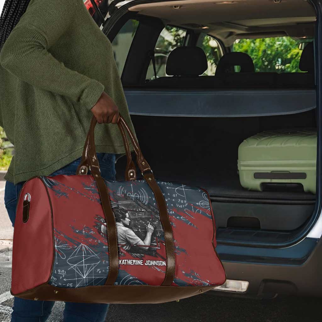 Katherine Johnson Travel Bag with Chalkboard Math Scene, Verify the Numbers Quote and Space Orbit - Wonder Print Shop