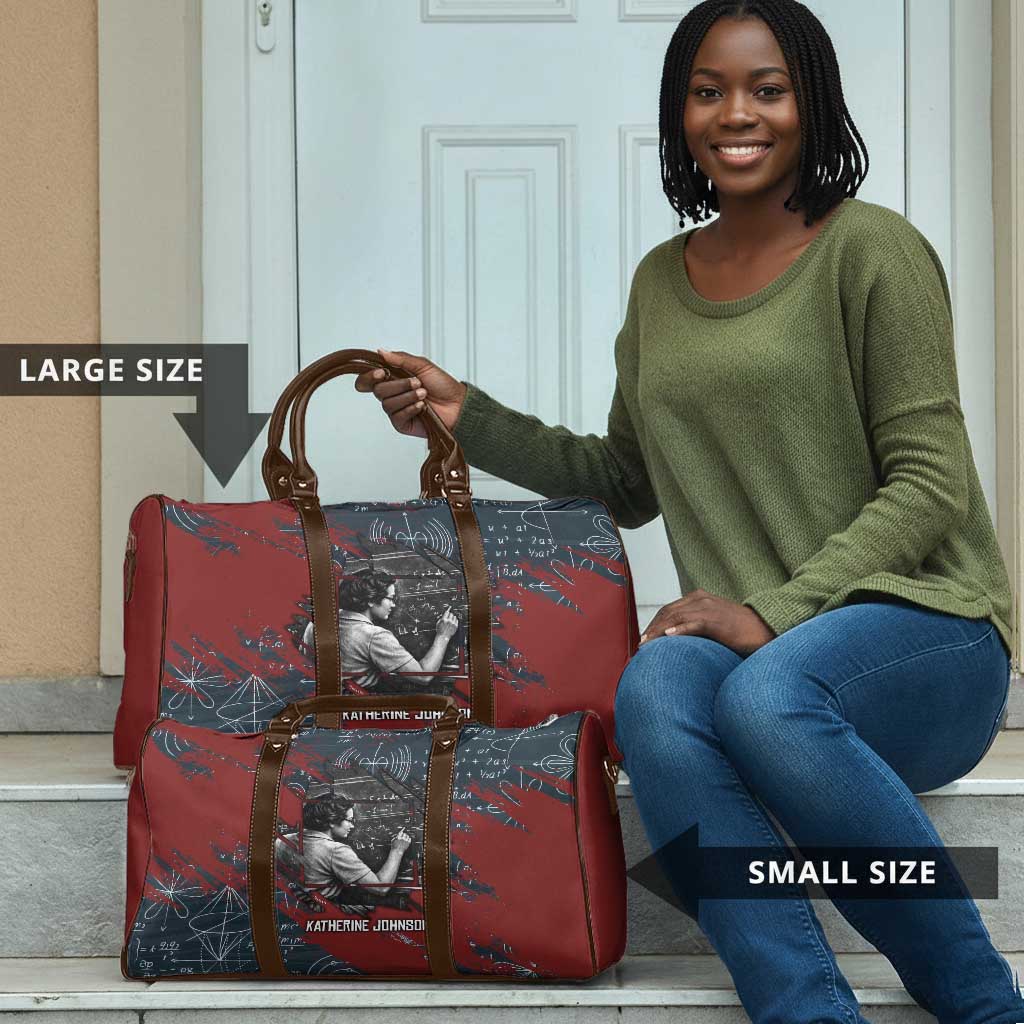 Katherine Johnson Travel Bag with Chalkboard Math Scene, Verify the Numbers Quote and Space Orbit - Wonder Print Shop