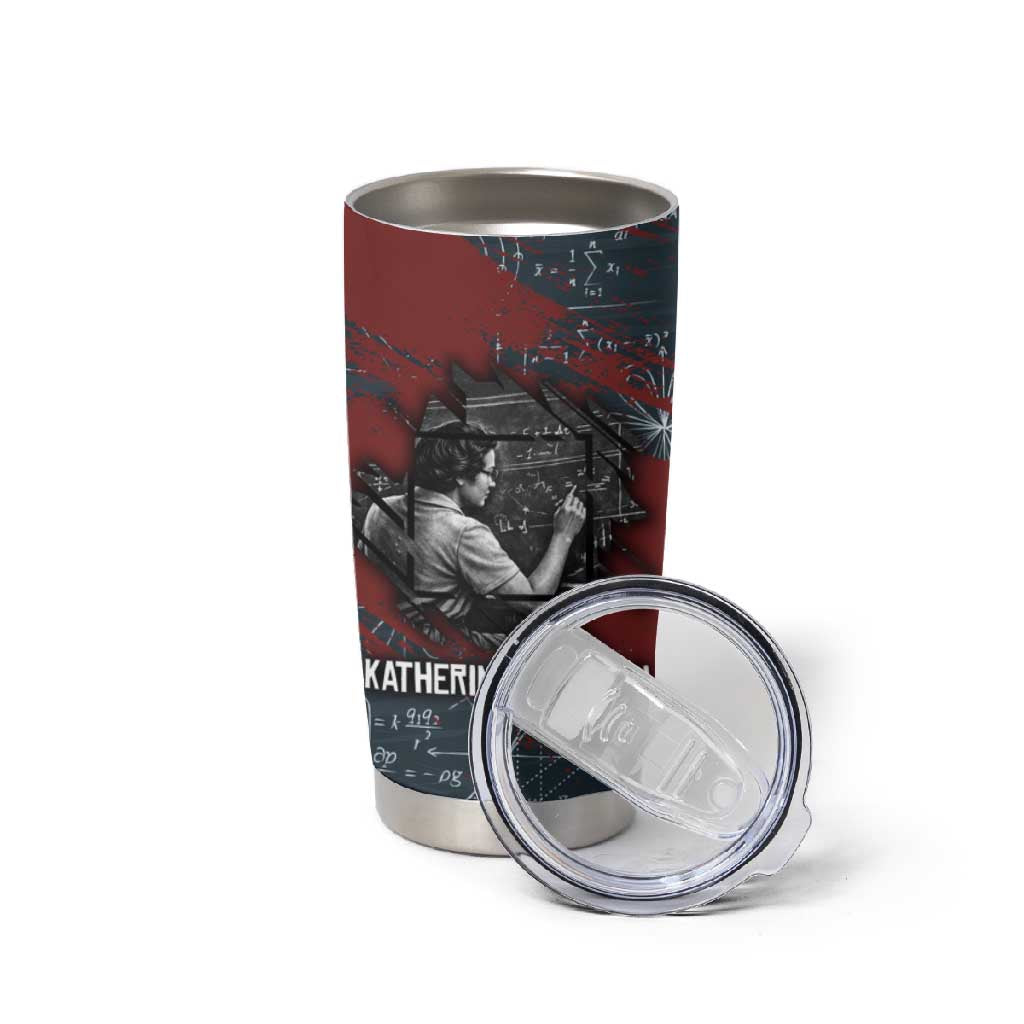 Katherine Johnson Tumbler Cup with Chalkboard Math Scene, Verify the Numbers Quote and Space Orbit - Wonder Print Shop