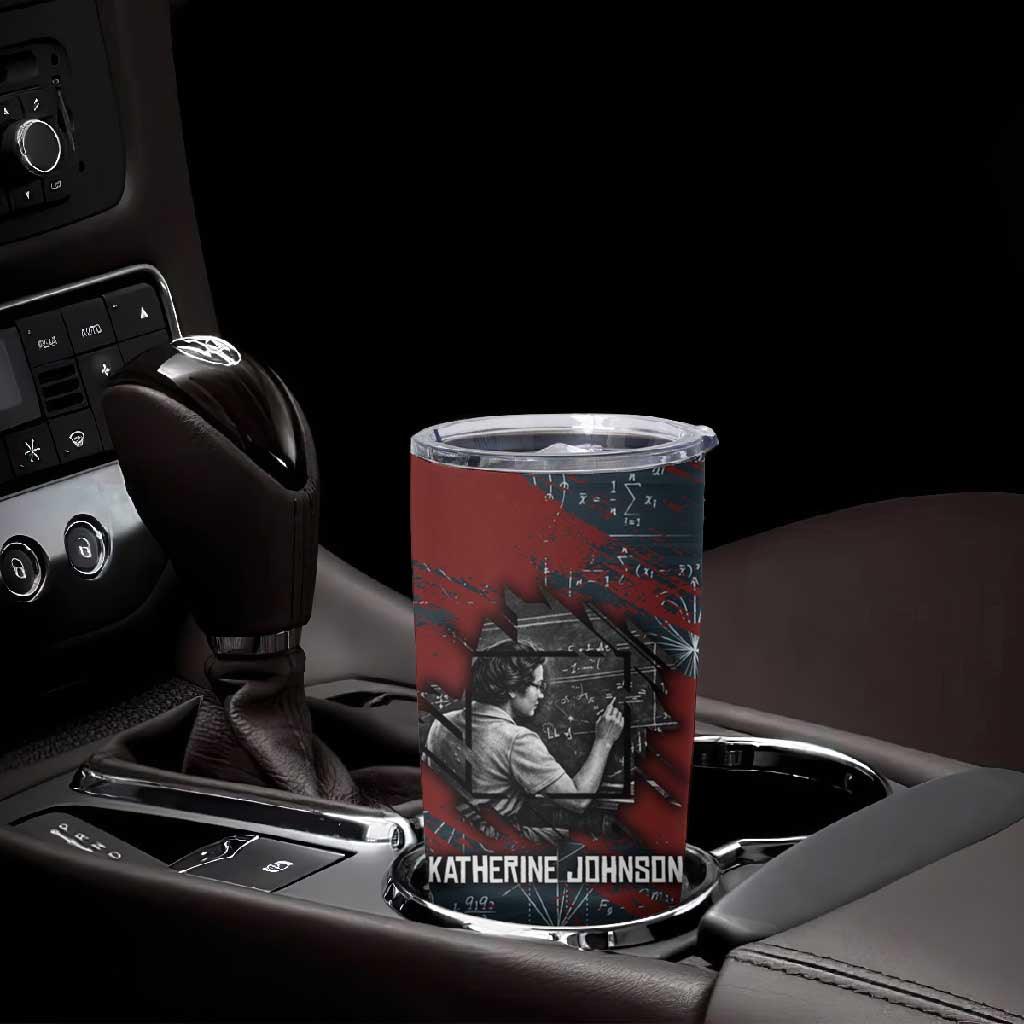 Katherine Johnson Tumbler Cup with Chalkboard Math Scene, Verify the Numbers Quote and Space Orbit - Wonder Print Shop