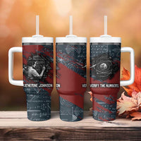 Katherine Johnson Tumbler With Handle with Chalkboard Math Scene, Verify the Numbers Quote and Space Orbit - Wonder Print Shop