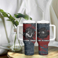 Katherine Johnson Tumbler With Handle with Chalkboard Math Scene, Verify the Numbers Quote and Space Orbit - Wonder Print Shop