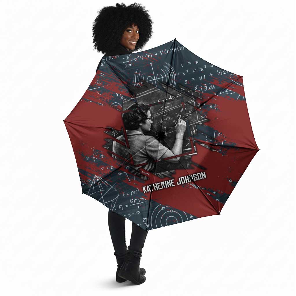 Katherine Johnson Umbrella with Chalkboard Math Scene, Verify the Numbers Quote and Space Orbit - Wonder Print Shop