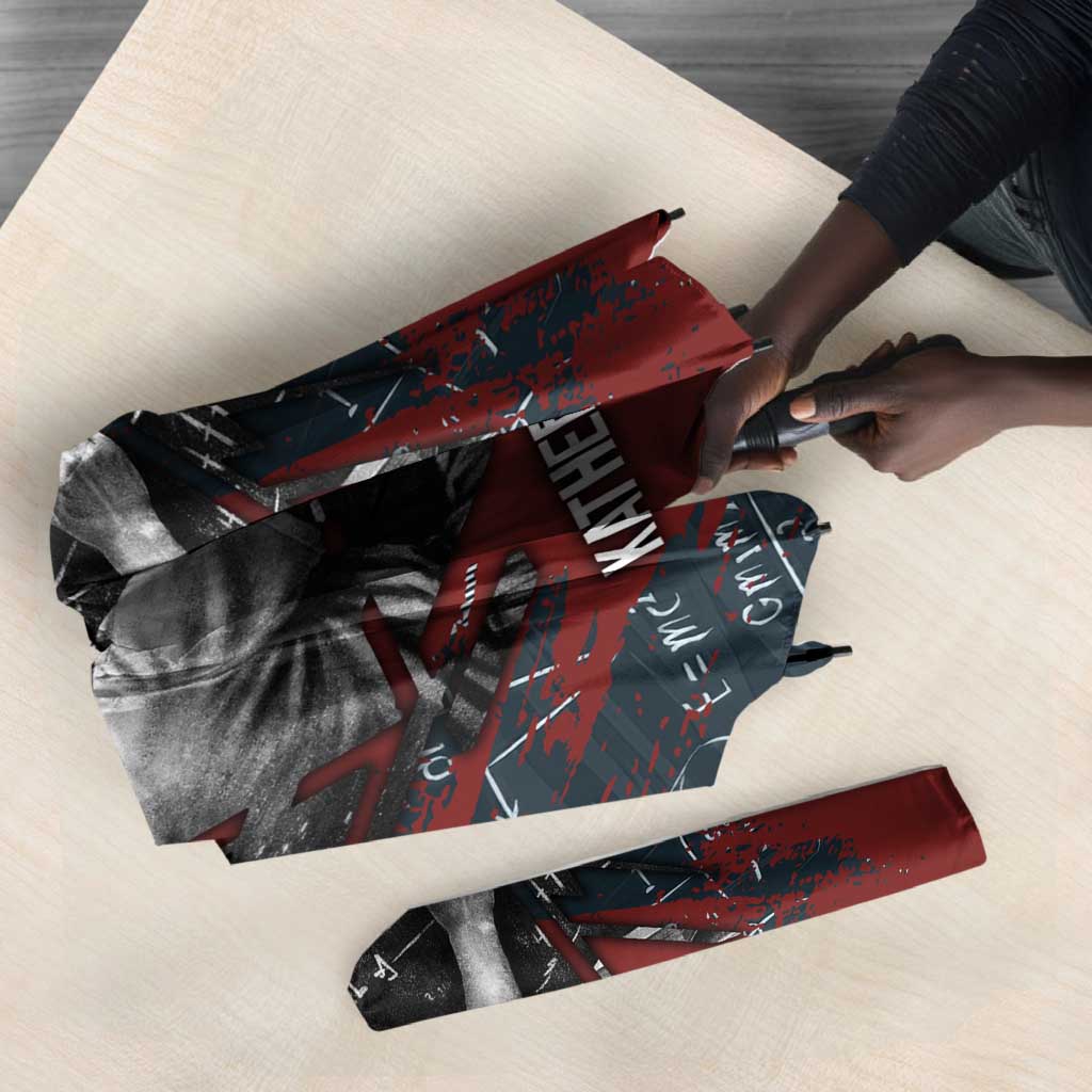 Katherine Johnson Umbrella with Chalkboard Math Scene, Verify the Numbers Quote and Space Orbit - Wonder Print Shop
