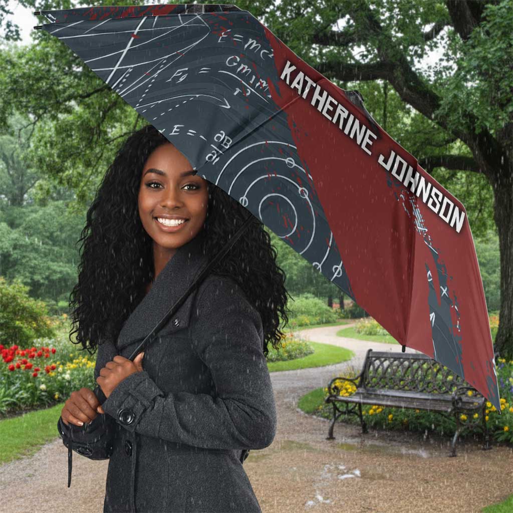 Katherine Johnson Umbrella with Chalkboard Math Scene, Verify the Numbers Quote and Space Orbit - Wonder Print Shop