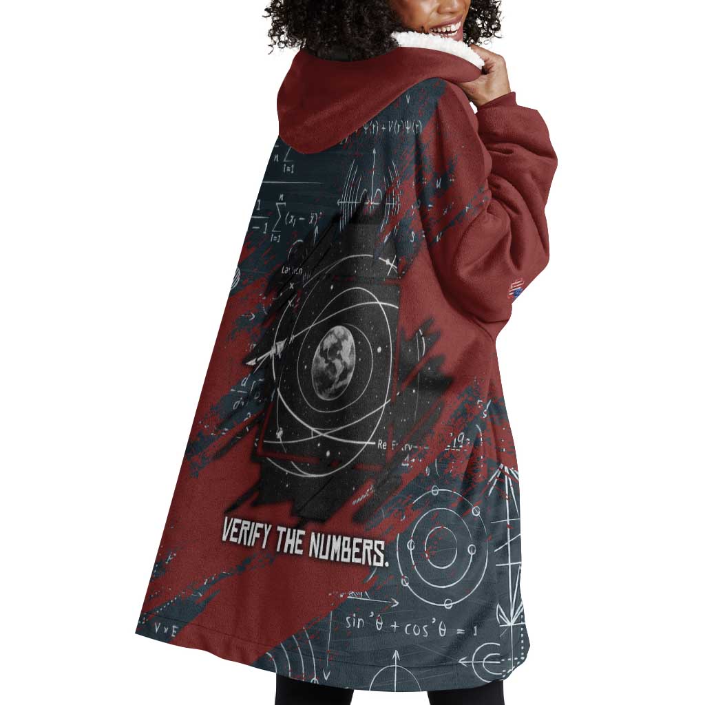 Katherine Johnson Wearable Blanket Hoodie with Chalkboard Math Scene, Verify the Numbers Quote and Space Orbit - Wonder Print Shop