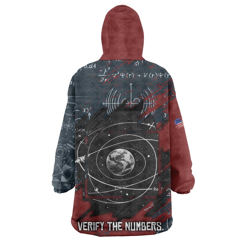 Katherine Johnson Wearable Blanket Hoodie with Chalkboard Math Scene, Verify the Numbers Quote and Space Orbit - Wonder Print Shop