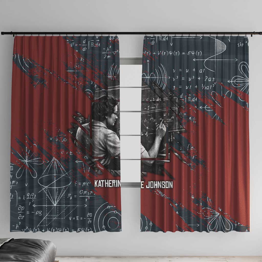 Katherine Johnson Window Curtain with Chalkboard Math Scene, Verify the Numbers Quote and Space Orbit - Wonder Print Shop