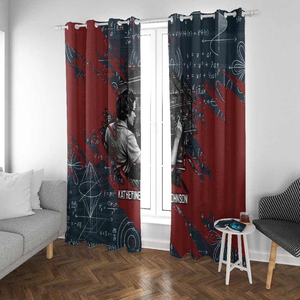 Katherine Johnson Window Curtain with Chalkboard Math Scene, Verify the Numbers Quote and Space Orbit - Wonder Print Shop