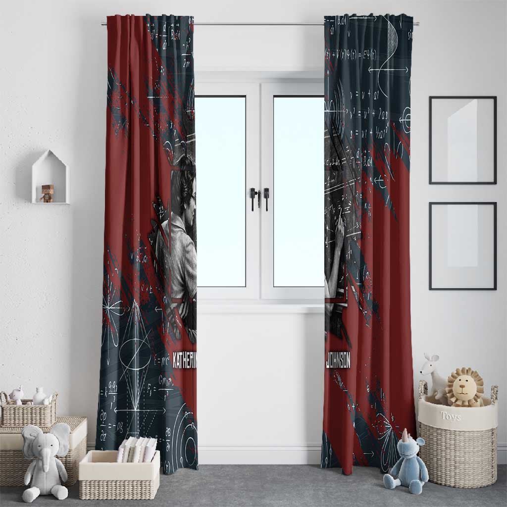 Katherine Johnson Window Curtain with Chalkboard Math Scene, Verify the Numbers Quote and Space Orbit - Wonder Print Shop
