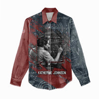 Katherine Johnson Women Casual Shirt with Chalkboard Math Scene, Verify the Numbers Quote and Space Orbit - Wonder Print Shop