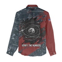 Katherine Johnson Women Casual Shirt with Chalkboard Math Scene, Verify the Numbers Quote and Space Orbit - Wonder Print Shop