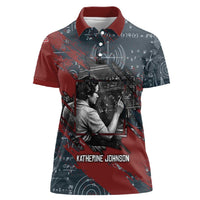 Katherine Johnson Women Polo Shirt with Chalkboard Math Scene, Verify the Numbers Quote and Space Orbit - Wonder Print Shop