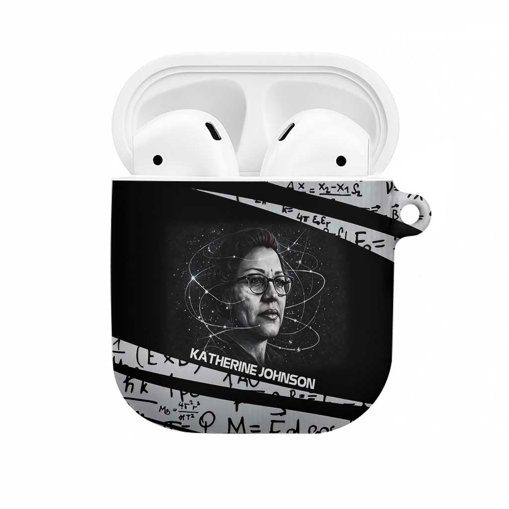 Katherine Johnson AirPods Case with Orbital Space Portrait, Historic NASA Launch Dates and Physics - Wonder Print Shop