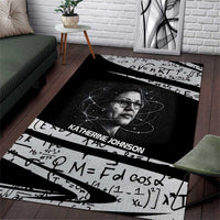 Katherine Johnson Area Rug with Orbital Space Portrait, Historic NASA Launch Dates and Physics - Wonder Print Shop
