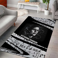 Katherine Johnson Area Rug with Orbital Space Portrait, Historic NASA Launch Dates and Physics - Wonder Print Shop