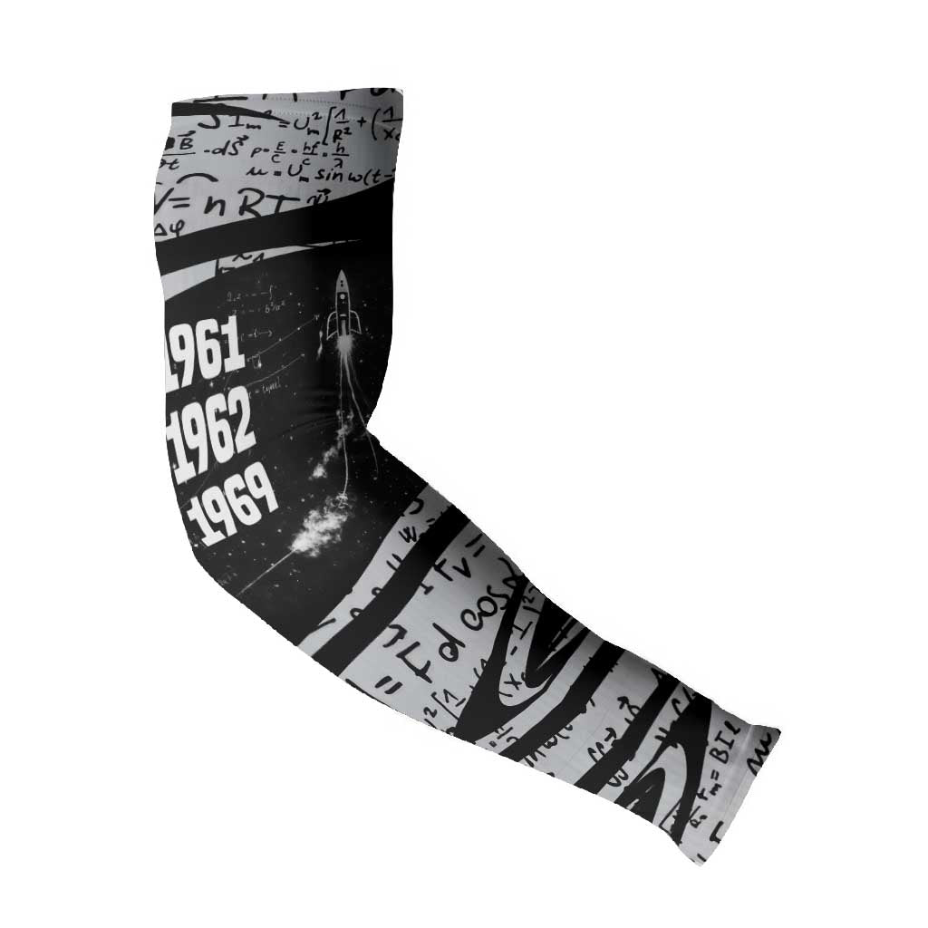 Katherine Johnson Arm Sleeves with Orbital Space Portrait, Historic NASA Launch Dates and Physics - Wonder Print Shop