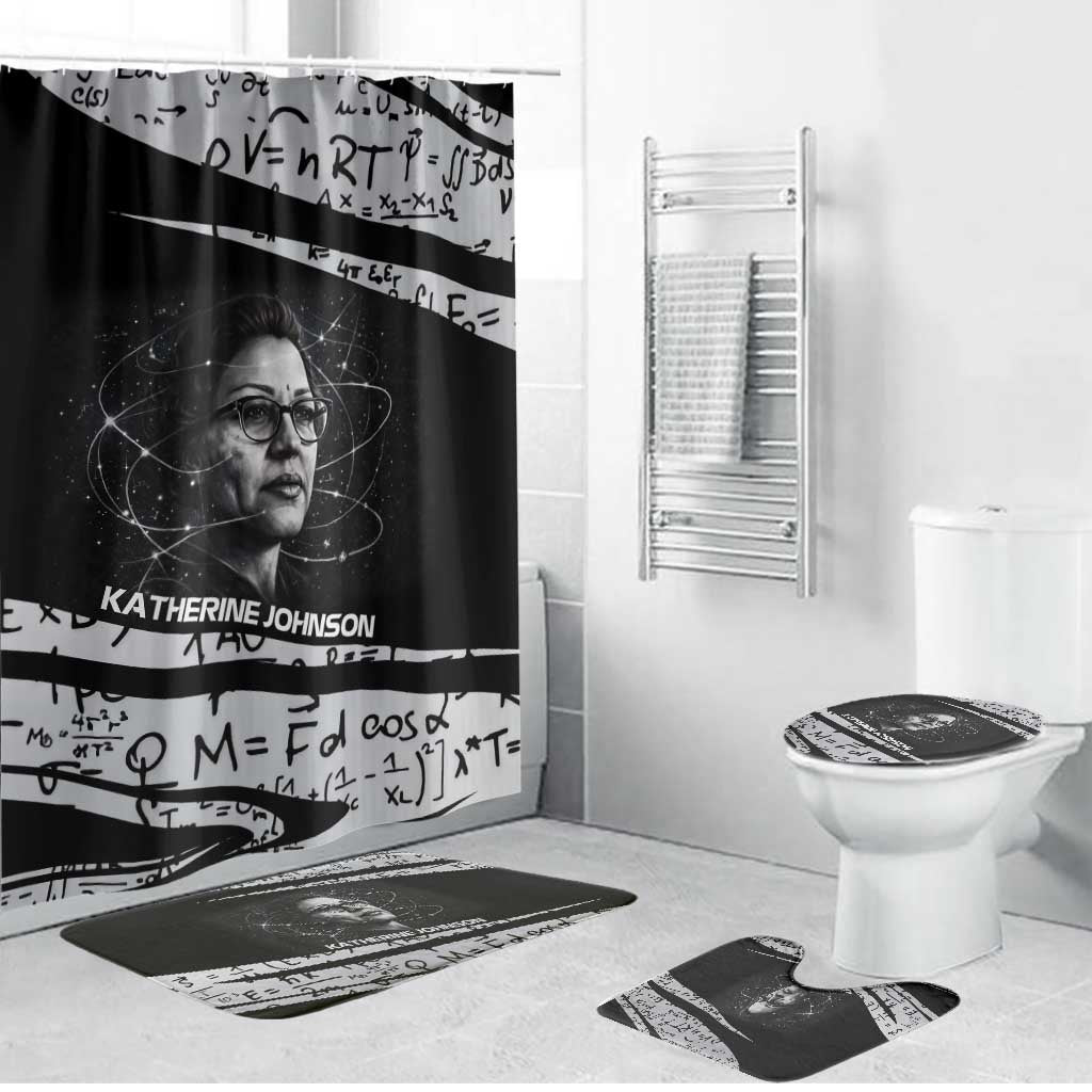 Katherine Johnson Bathroom Set with Orbital Space Portrait, Historic NASA Launch Dates and Physics - Wonder Print Shop