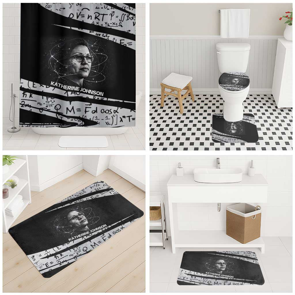 Katherine Johnson Bathroom Set with Orbital Space Portrait, Historic NASA Launch Dates and Physics - Wonder Print Shop