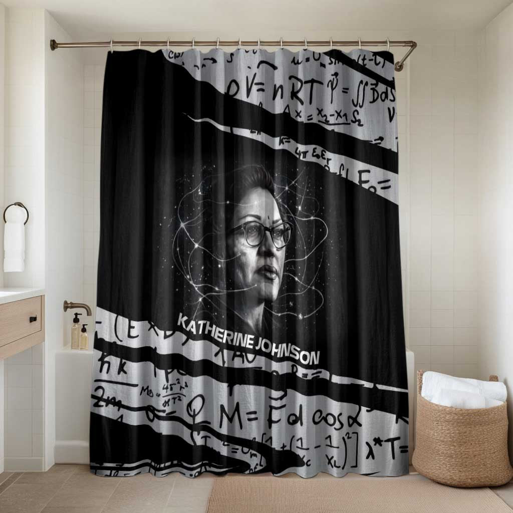 Katherine Johnson Bathroom Set with Orbital Space Portrait, Historic NASA Launch Dates and Physics - Wonder Print Shop