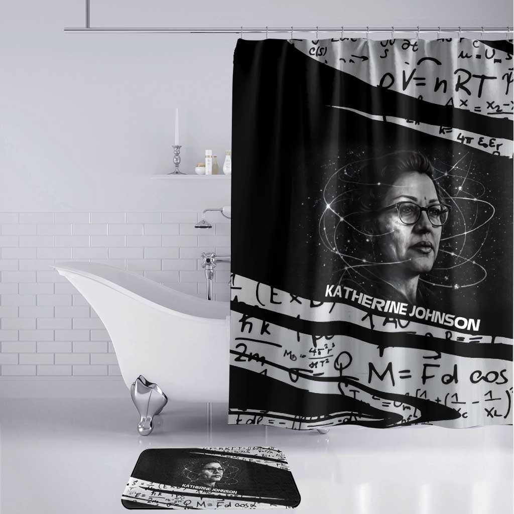Katherine Johnson Bathroom Set with Orbital Space Portrait, Historic NASA Launch Dates and Physics - Wonder Print Shop