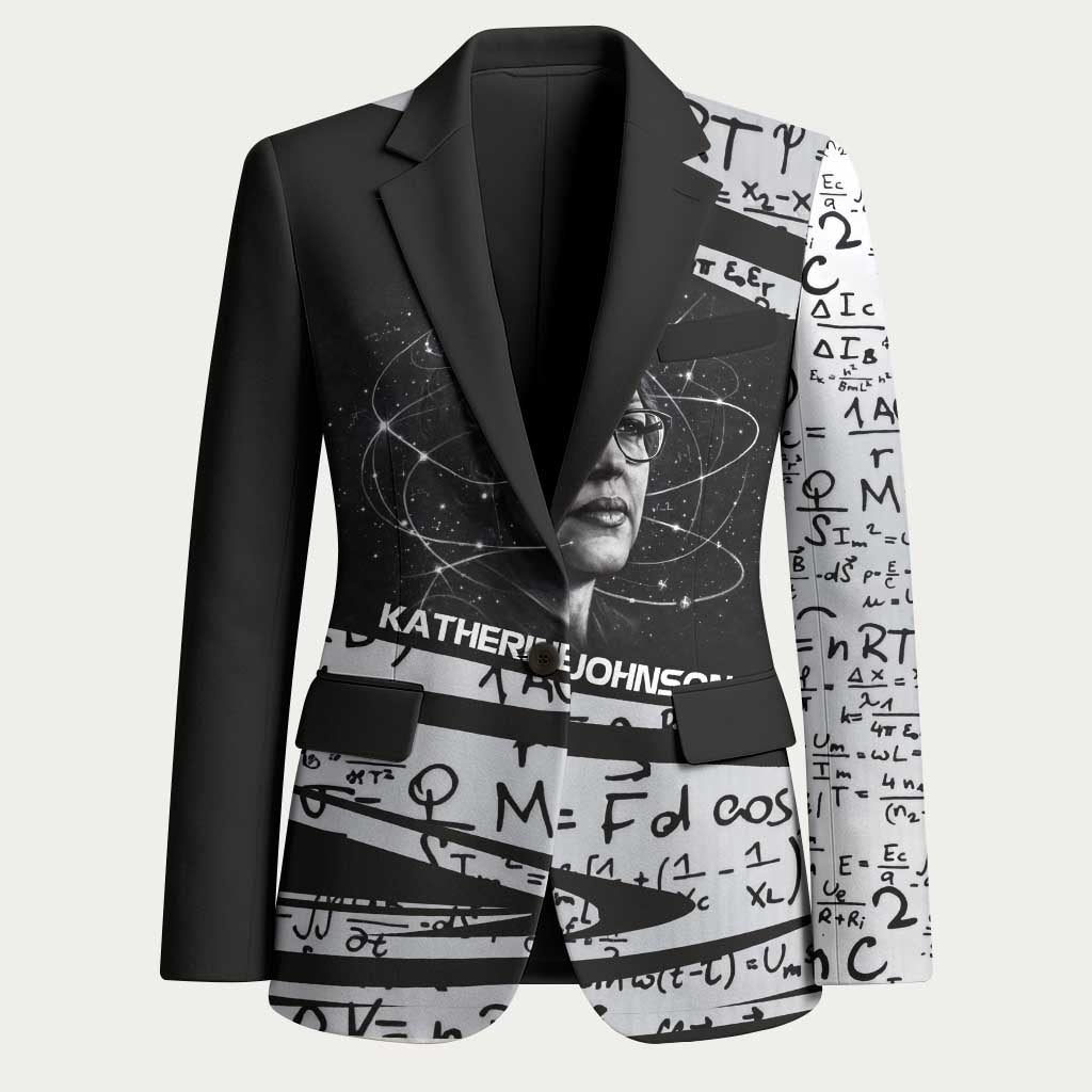 Katherine Johnson Blazer with Orbital Space Portrait, Historic NASA Launch Dates and Physics - Wonder Print Shop