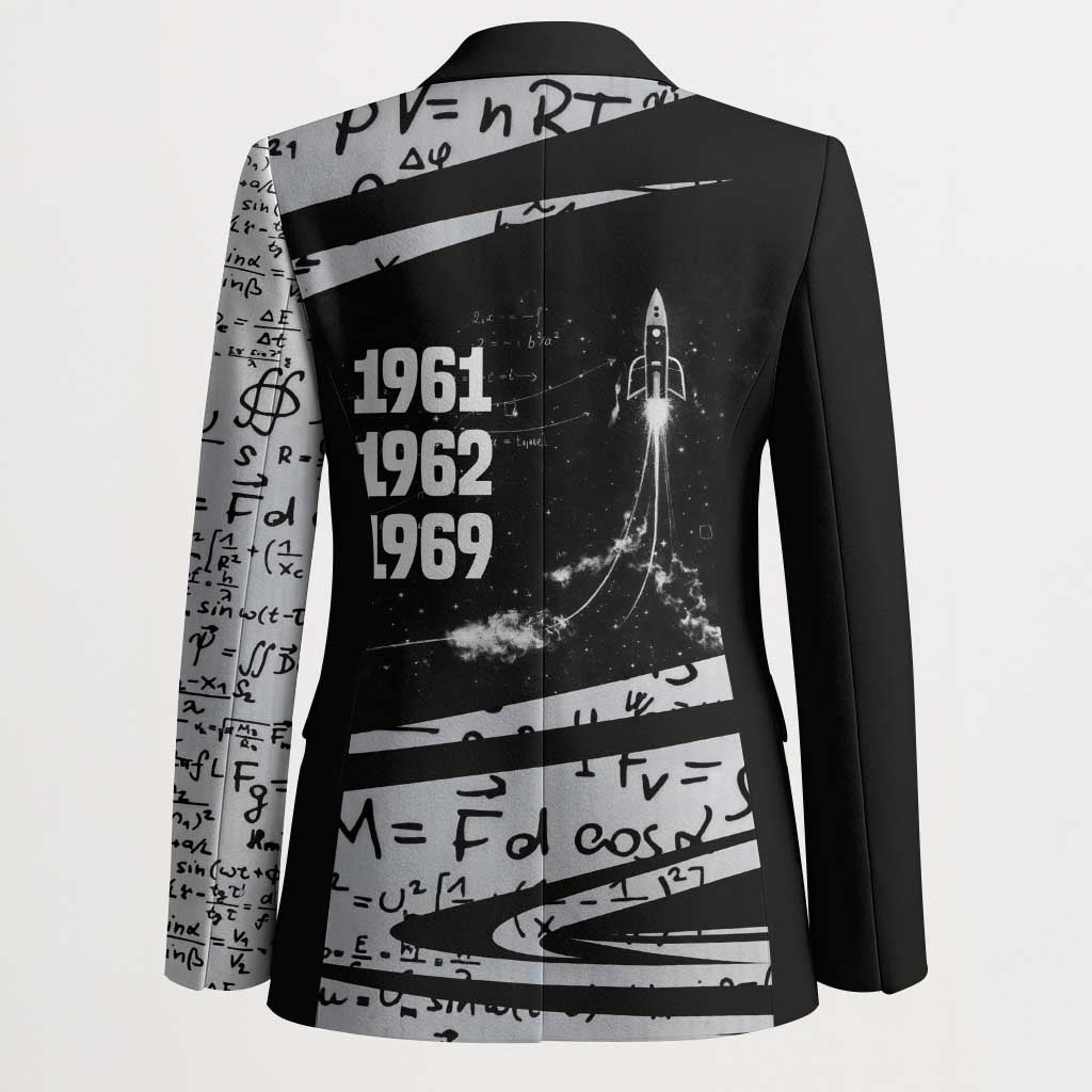 Katherine Johnson Blazer with Orbital Space Portrait, Historic NASA Launch Dates and Physics - Wonder Print Shop