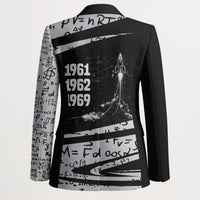 Katherine Johnson Blazer with Orbital Space Portrait, Historic NASA Launch Dates and Physics - Wonder Print Shop