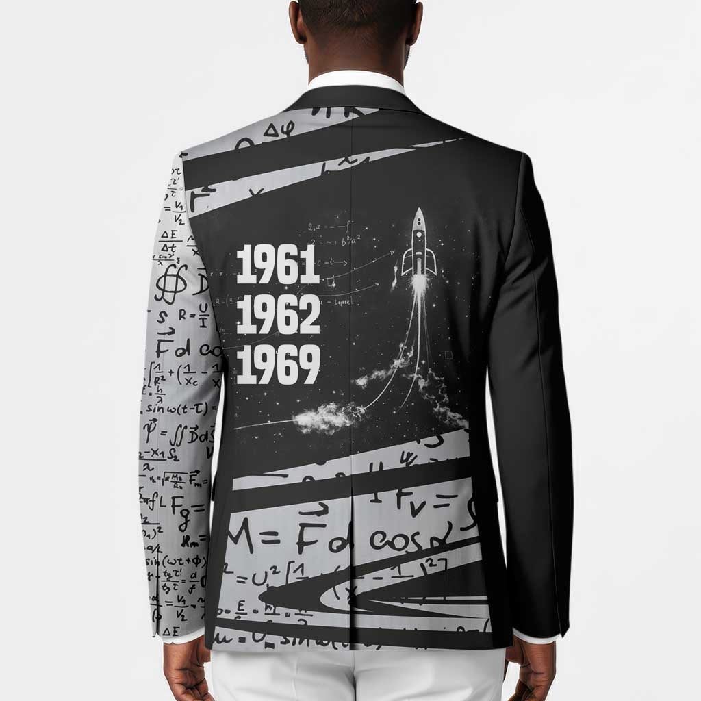 Katherine Johnson Blazer with Orbital Space Portrait, Historic NASA Launch Dates and Physics - Wonder Print Shop
