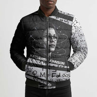 Katherine Johnson Bomber Puffer Jacket with Orbital Space Portrait, Historic NASA Launch Dates and Physics - Wonder Print Shop