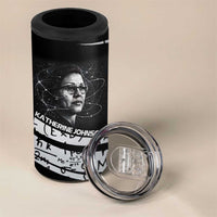 Katherine Johnson 4 in 1 Can Cooler Tumbler with Orbital Space Portrait, Historic NASA Launch Dates and Physics - Wonder Print Shop