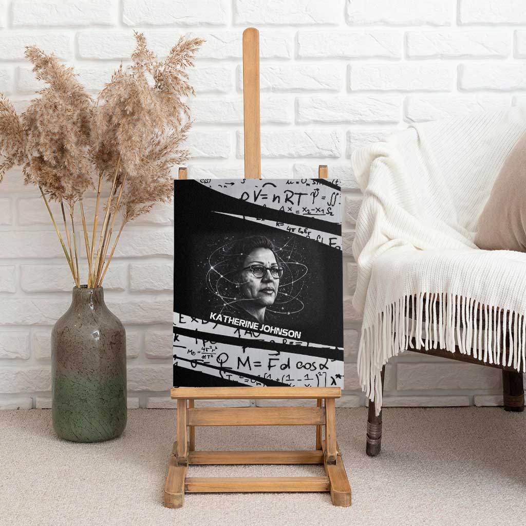 Katherine Johnson Canvas Wall Art with Orbital Space Portrait, Historic NASA Launch Dates and Physics - Wonder Print Shop