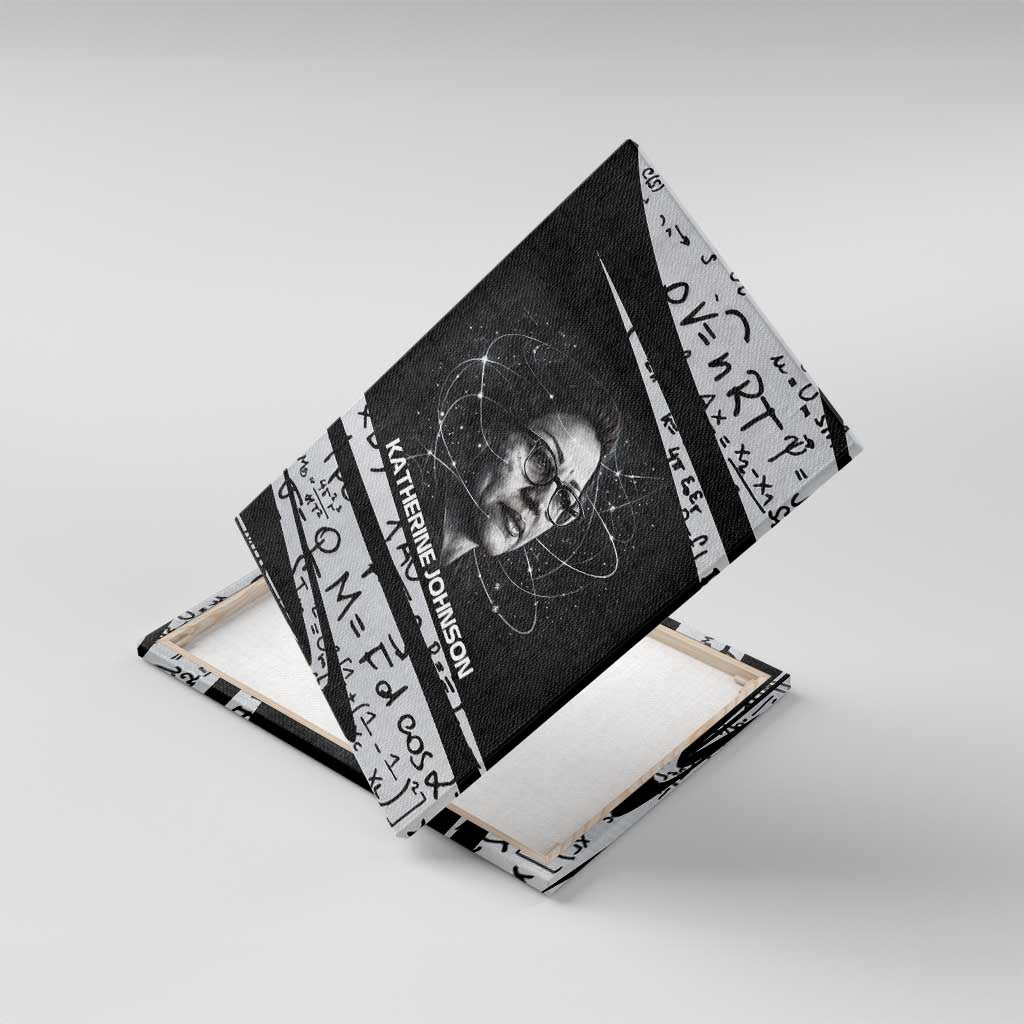 Katherine Johnson Canvas Wall Art with Orbital Space Portrait, Historic NASA Launch Dates and Physics - Wonder Print Shop