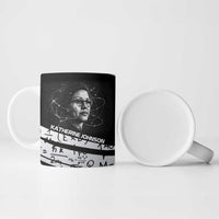 Katherine Johnson Ceramic Mug with Orbital Space Portrait, Historic NASA Launch Dates and Physics - Wonder Print Shop