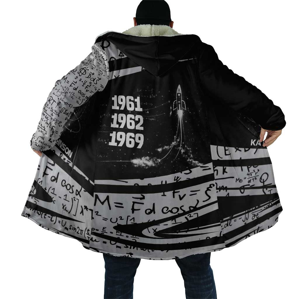 Katherine Johnson Cloak with Orbital Space Portrait, Historic NASA Launch Dates and Physics - Wonder Print Shop