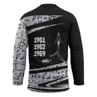 Katherine Johnson Hockey Jersey with Orbital Space Portrait, Historic NASA Launch Dates and Physics - Wonder Print Shop