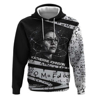 Katherine Johnson Hoodie with Orbital Space Portrait, Historic NASA Launch Dates and Physics - Wonder Print Shop