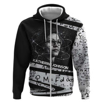 Katherine Johnson Hoodie with Orbital Space Portrait, Historic NASA Launch Dates and Physics - Wonder Print Shop