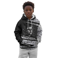 Katherine Johnson Kid Hoodie with Orbital Space Portrait, Historic NASA Launch Dates and Physics - Wonder Print Shop
