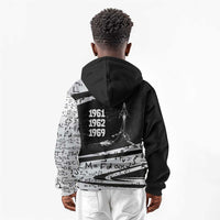Katherine Johnson Kid Hoodie with Orbital Space Portrait, Historic NASA Launch Dates and Physics - Wonder Print Shop