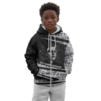 Katherine Johnson Kid Hoodie with Orbital Space Portrait, Historic NASA Launch Dates and Physics - Wonder Print Shop
