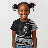 Katherine Johnson Kid T shirt with Orbital Space Portrait, Historic NASA Launch Dates and Physics - Wonder Print Shop