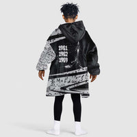 Katherine Johnson Kid Wearable Blanket Hoodie with Orbital Space Portrait, Historic NASA Launch Dates and Physics - Wonder Print Shop