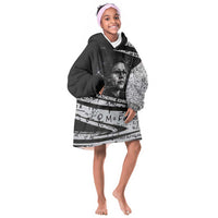 Katherine Johnson Kid Wearable Blanket Hoodie with Orbital Space Portrait, Historic NASA Launch Dates and Physics - Wonder Print Shop