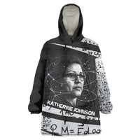 Katherine Johnson Kid Wearable Blanket Hoodie with Orbital Space Portrait, Historic NASA Launch Dates and Physics - Wonder Print Shop